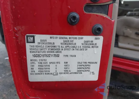 2002 Chevrolet Silverado 1500 Ls z USA, uszkodzony, nr VIN 1GCEC19T62Z117502